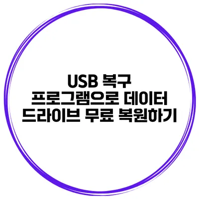 USB 복구 프로그램으로 데이터 드라이브 무료 복원하기