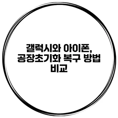 갤럭시와 아이폰, 공장초기화 복구 방법 비교
