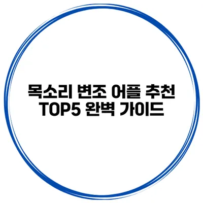 목소리 변조 어플 추천 TOP5 완벽 가이드