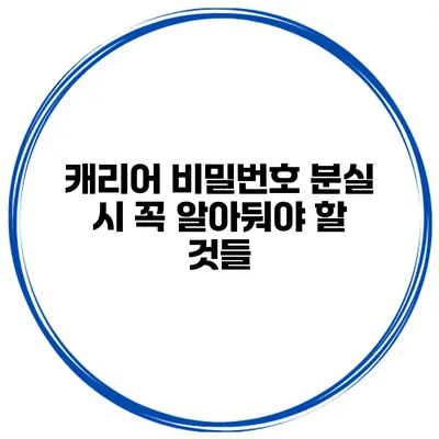 캐리어 비밀번호 분실 시 꼭 알아둬야 할 것들