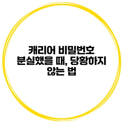 캐리어 비밀번호 분실했을 때, 당황하지 않는 법