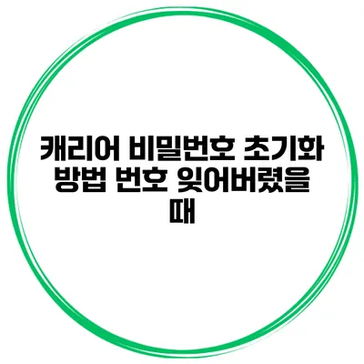 캐리어 비밀번호 초기화 방법 번호 잊어버렸을 때